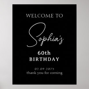 Schwarzes handgeschriebenes Skript 60. Geburtstag  Poster