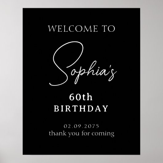 Schwarzes handgeschriebenes Skript 60. Geburtstag  Poster (Vorne)