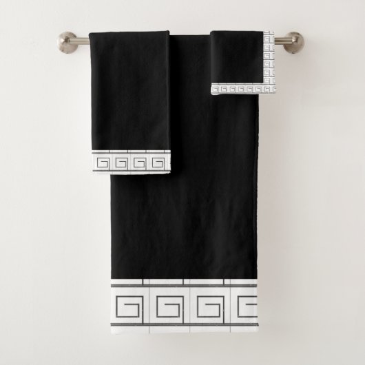 Schwarzes Handtuch Geo Trim Badhandtuch Set (Insitu)