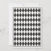 Schwarzes Harlekin-Karo Save-the-Date Einladung (Rückseite)