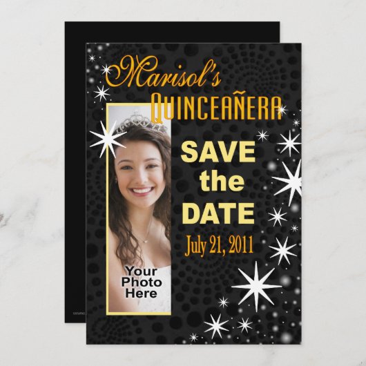 Schwarzes hat Quinceañera Foto-Party in der Einladung (Vorne/Hinten)