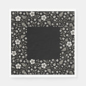 Schwarzes Hawthorn-Blumenmuster Serviette (Vorderseite)