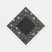 Schwarzes Hawthorn-Blumenmuster Serviette (Ecke)