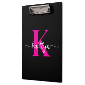 Schwarzes Heißrosa-Monogramm Klemmbrett (Links)