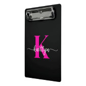 Schwarzes Heißrosa-Monogramm Mini Klemmbrett (Gewinkelt2)