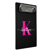 Schwarzes Heißrosa-Monogramm Mini Klemmbrett (Schrägansicht)