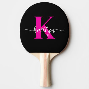 Schwarzes Heißrosa-Monogramm Tischtennis Schläger