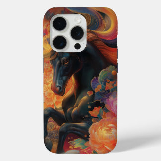 Schwarzes Hengst-Blumenkunst-Design Case-Mate iPhone Hülle