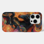 Schwarzes Hengst-Blumenkunst-Design Case-Mate iPhone Hülle (Rückseite (Horizontal))