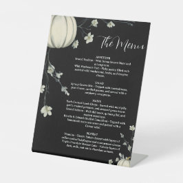 Schwarzes Herbst-Kürbis-Hochzeitsmenü Sockelschild