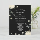 Schwarzes Herbst-Kürbis-Hochzeitsprogramm (Stehend Vorderseite)