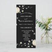 Schwarzes Herbst-Kürbis-Hochzeitsprogramm (Stehend Vorderseite)