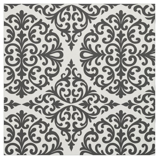 Schwarzes Heritage-Damask Stoff (Muster)