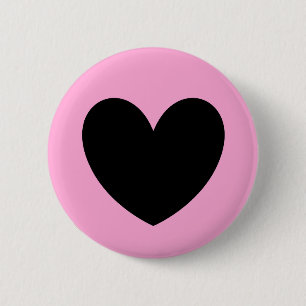 Schwarzes Herz auf Zuckerwatte rosa Button