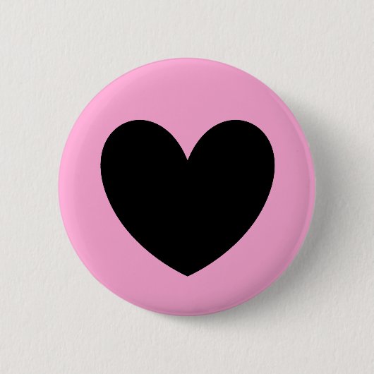 Schwarzes Herz auf Zuckerwatte rosa Button (Vorderseite)