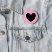Schwarzes Herz auf Zuckerwatte rosa Button (Beispiel)