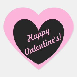 Schwarzes Herz auf Zuckerwatte rosa Herz-Aufkleber