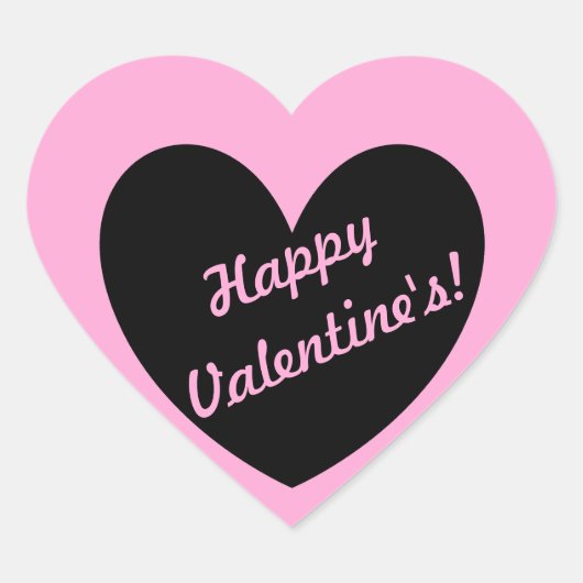 Schwarzes Herz auf Zuckerwatte rosa Herz-Aufkleber (Vorderseite)