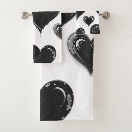 Schwarzes Herz-Badehandtuch-Set Badhandtuch Set (Insitu)