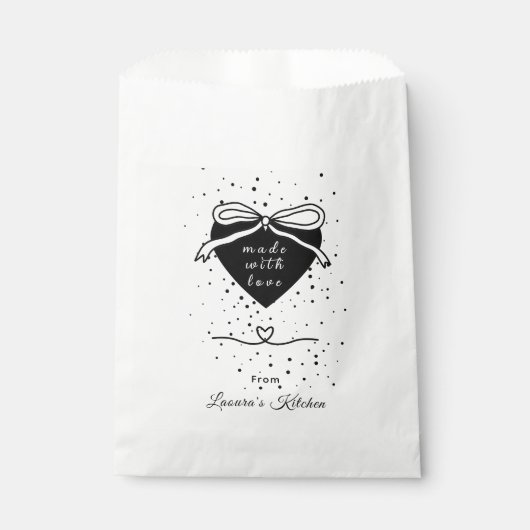 Schwarzes Herz & Bogen Mit Liebe gemacht Bäckerei Geschenktütchen (Vorderseite)