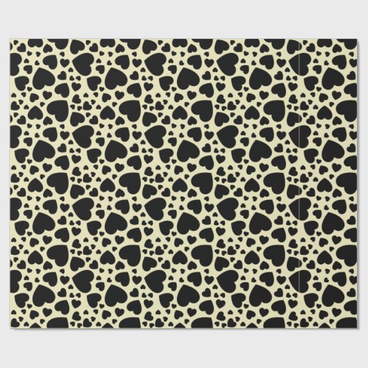 Schwarzes Herz-Cluster-Muster Geschenkpapier (Flach)