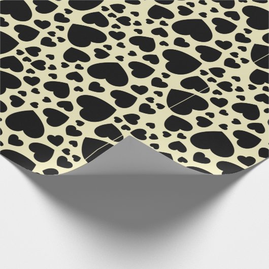 Schwarzes Herz-Cluster-Muster Geschenkpapier (Ecke)