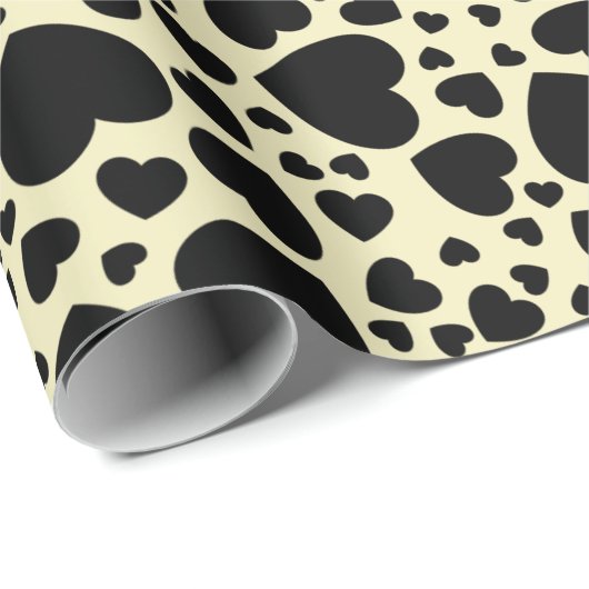 Schwarzes Herz-Cluster-Muster Geschenkpapier (Rolleneckpunkt)