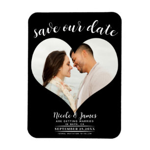 Schwarzes Herz Foto Hochzeit Termin vormerken Magnet