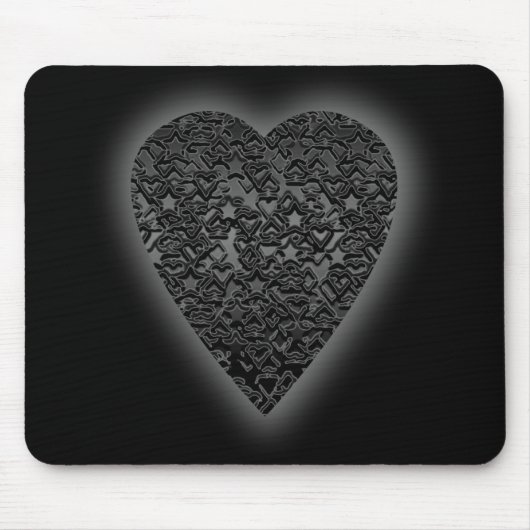 Schwarzes Herz. Gemusterter Herz-Entwurf Mousepad (Vorne)