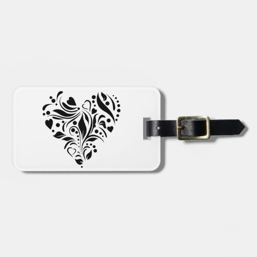 Schwarzes Herz Gepäckanhänger (Vorderseite horizontal)