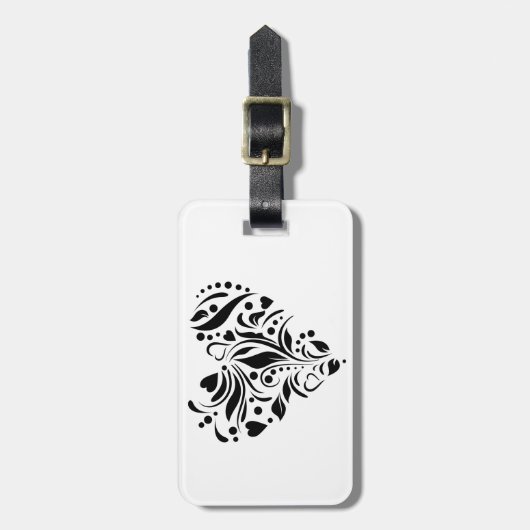 Schwarzes Herz Gepäckanhänger (Vorderseite vertikal)