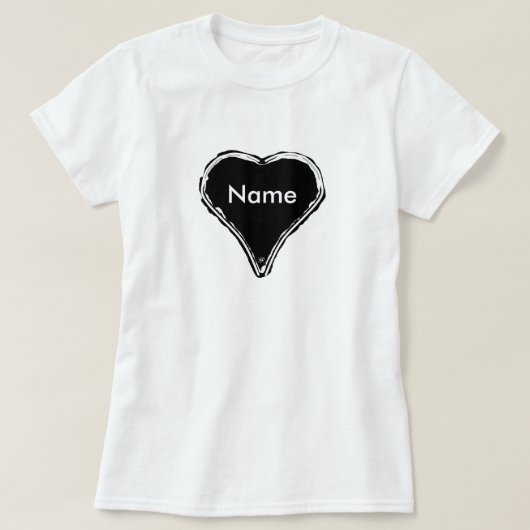 Schwarzes Herz gewartet nach Namen T-Shirt (Design vorne)