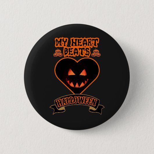 Schwarzes Herz Halloween Evil Pumpkin Face Spooky Button (Vorderseite)