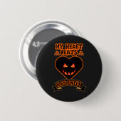 Schwarzes Herz Halloween Evil Pumpkin Face Spooky Button (Vorne & Hinten)