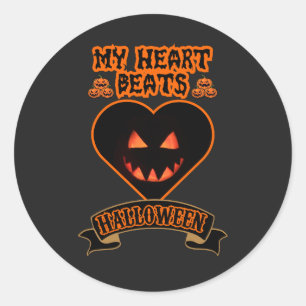 Schwarzes Herz Halloween Evil Pumpkin Face Spooky  Runder Aufkleber