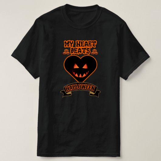 Schwarzes Herz Halloween Evil Pumpkin Face Spooky  T-Shirt (Design vorne)