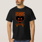 Schwarzes Herz Halloween Evil Pumpkin Face Spooky  T-Shirt (Vorderseite)