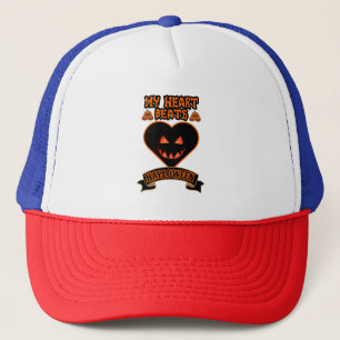Schwarzes Herz Halloween Evil Pumpkin Face Spooky Truckerkappe