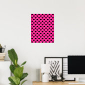 Schwarzes Herz Hot Pink Hintergrund Polka Dot Herz Poster (Heimbüro)