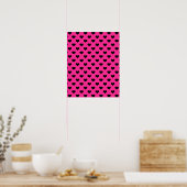 Schwarzes Herz Hot Pink Hintergrund Polka Dot Herz Poster (Küche)