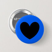 Schwarzes Herz in Blau Button (Vorne & Hinten)