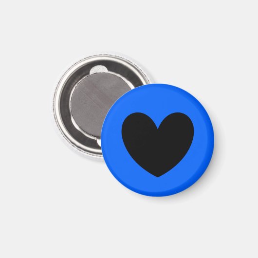 Schwarzes Herz in Blau Magnet (Vorderseite/Rückseite)