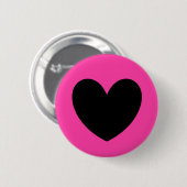 Schwarzes Herz in Fuchsienrosa Button (Vorne & Hinten)