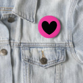 Schwarzes Herz in Fuchsienrosa Button (Beispiel)