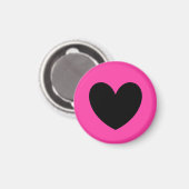 Schwarzes Herz in Fuchsienrosa Magnet (Vorderseite/Rückseite)