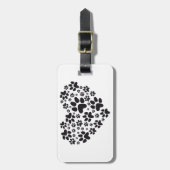 schwarzes Herz mit den Tatzen, Tierfoodprint Gepäckanhänger (Vorderseite vertikal)