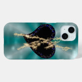 Schwarzes Herz mit Flasch und Sternen auf Regenbog Case-Mate iPhone Hülle (Rückseite (Horizontal))