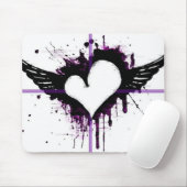 Schwarzes Herz mit Flügeln Mousepad (Mit Mouse)