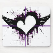 Schwarzes Herz mit Flügeln Mousepad (Vorne)