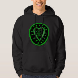 Schwarzes Herz mit Kleeblatt St Patrick's Day Hodd Hoodie